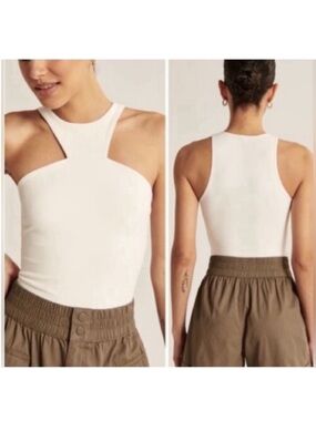 Abercrombie & Fitch White Asymmetric Cutout Tank